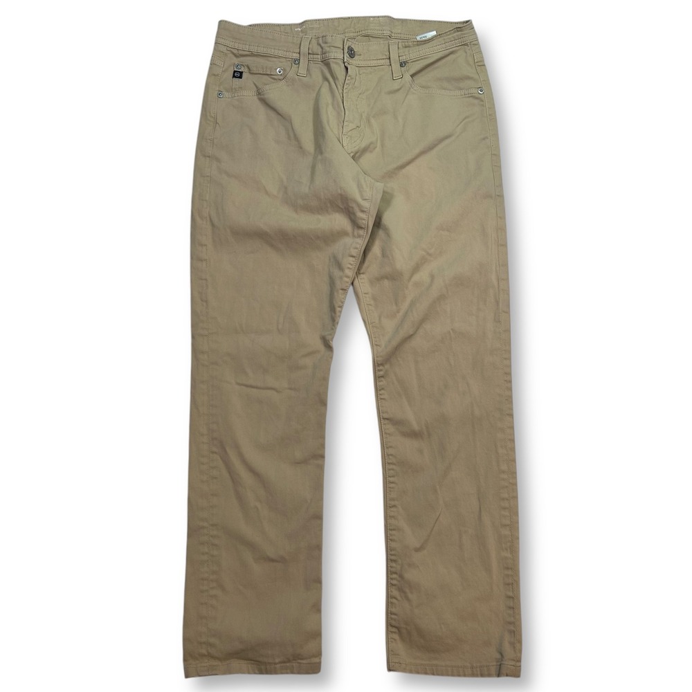 AG Adriana Goldschmied Everett Slim Straight Chino Pants Khaki Mens 33x34